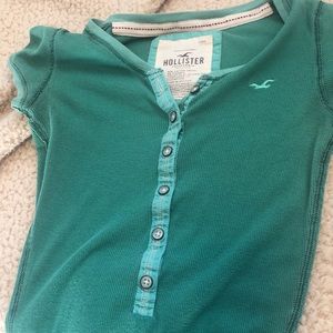 Hollister green tee shirt button down